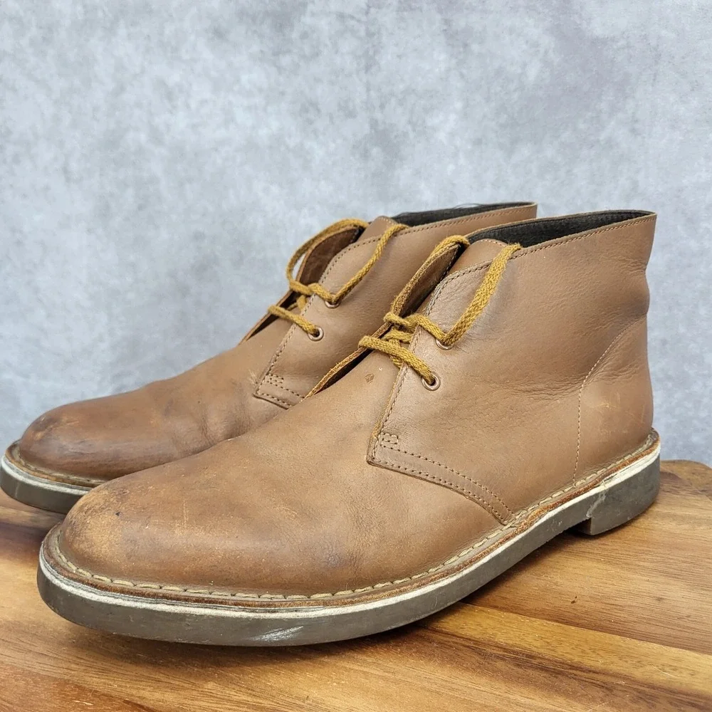 Clarks Chukka Boots Mens 11 M Buschacre‎ 2 Brown Leather Lace Up Ankle 15522